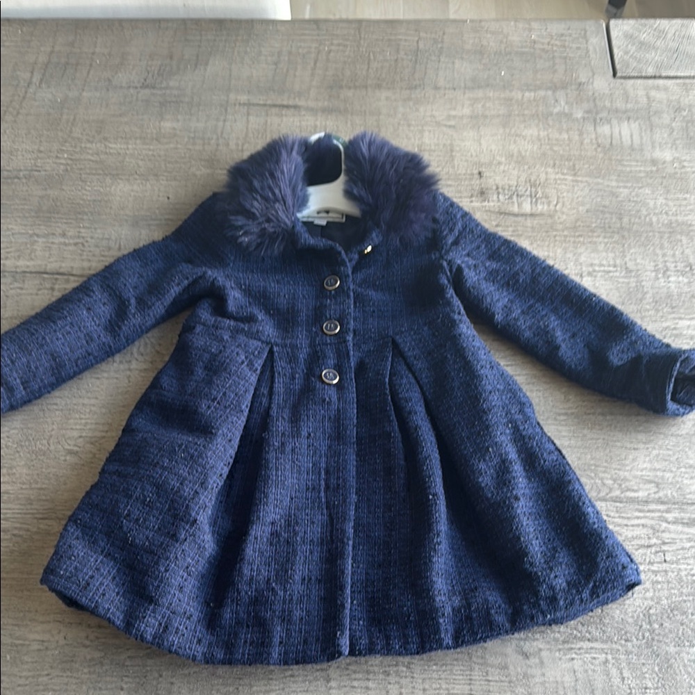 Janie and Jack Midnight Pea Coat with Plush Collar